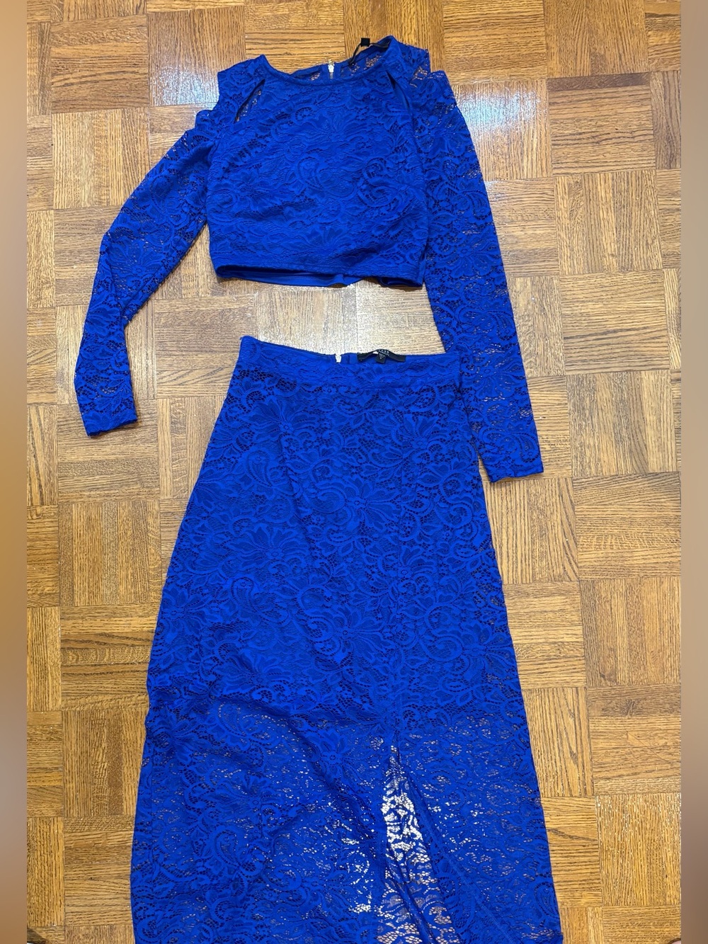 Guess Cobalt Blue Lace Maxi Skirt and Top